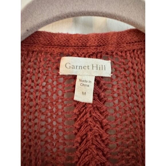 Garnet Hill Linen Crochet Duster Cardigan, Rust, Medium - Picture 3 of 5